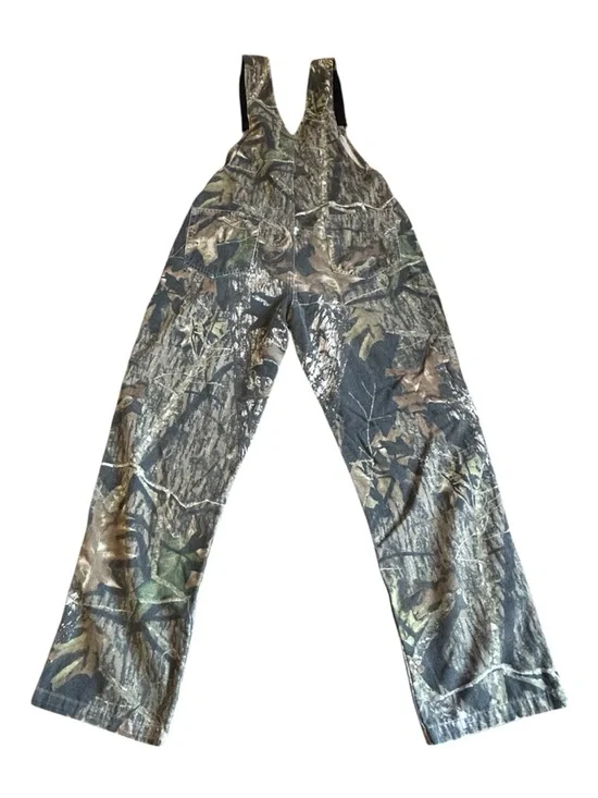 Vintage Mossy Oak Camo Bib Overalls Youth L Hunting Outdoor - Picture 2 of 12